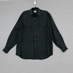 Tommy Bahama Silk Button Up Sz Medium Dark Grey Wooden Buttons